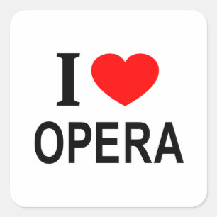 I ❤️ OPERA I LIEBE OPERA I HEART OPERA QUADRATISCHER AUFKLEBER