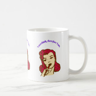 I Overthink, Therefore I Am – Retro Pop Girl Illus Kaffeetasse