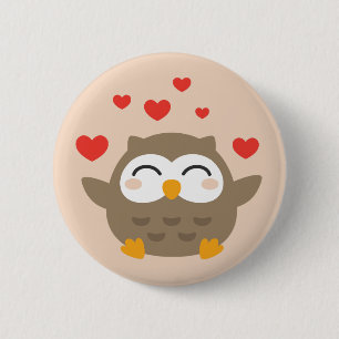 I Owl You Illustration Button