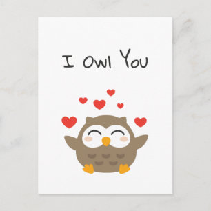 I Owl You Illustration Postkarte