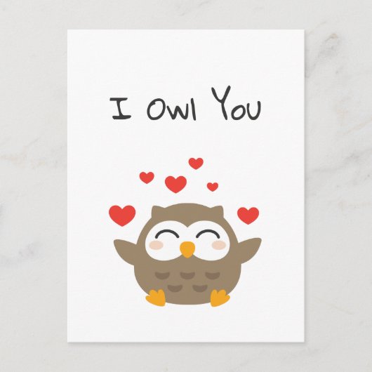 I Owl You Illustration Postkarte (Vorderseite)
