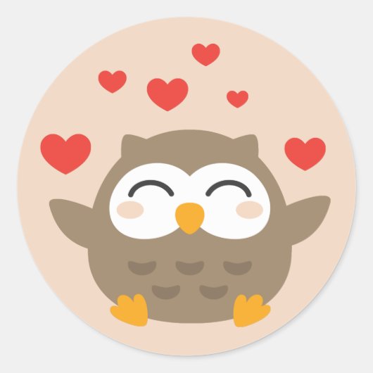 I Owl You Illustration Runder Aufkleber (Vorderseite)