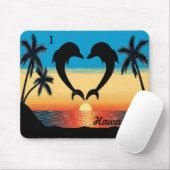 I Ozean-Sonnenuntergang-Palmen Herz-Hawaiis Mousepad (Mit Mouse)