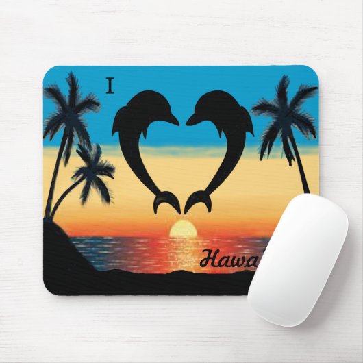 I Ozean-Sonnenuntergang-Palmen Herz-Hawaiis Mousepad (Mit Mouse)