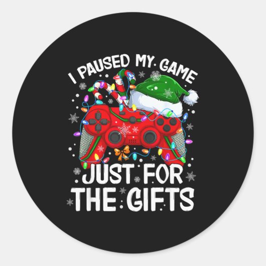 I Paused My Game For Christmas Santa Gamer Xmas Vi Runder Aufkleber (Vorderseite)