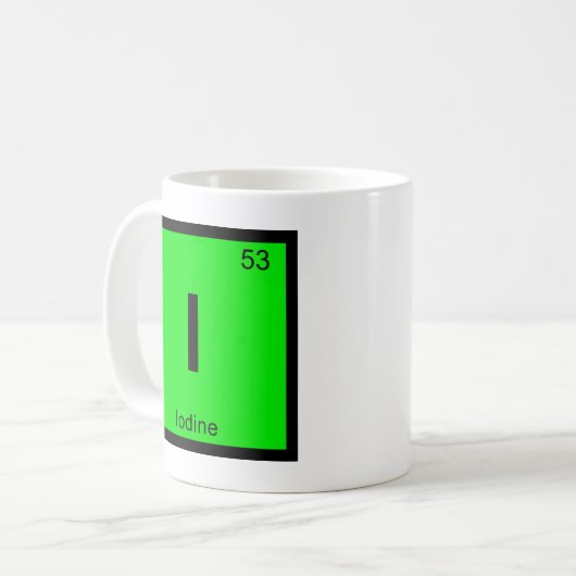 I - Periodisches Symbol für die Jodchemie Kaffeetasse (Vorderseite Links)