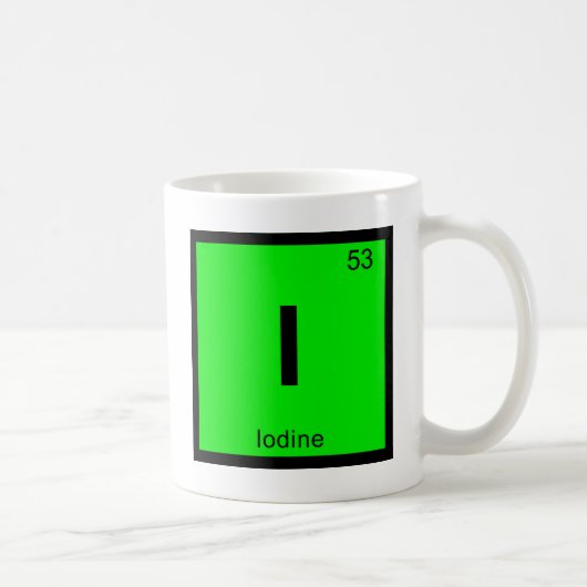 I - Periodisches Symbol für die Jodchemie Kaffeetasse (Rechts)