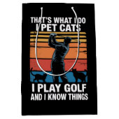 I Pet Cats Play Golf & Know Things Golfer Cat Love Mittlere Geschenktüte (Vorderseite)