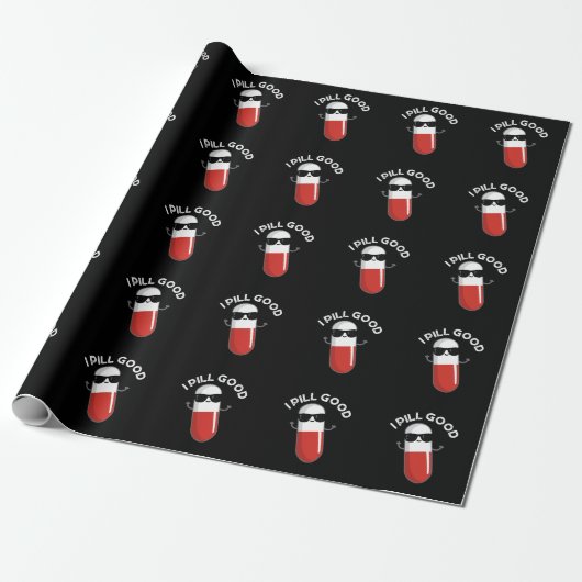 I Pill Good Funny Medicine Pun Dark BG Geschenkpapier (Ungerollt)