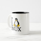 I Pinguin Linux 2 Zweifarbige Tasse (Vorderseite Links)