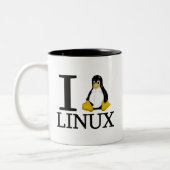 I Pinguin Linux 2 Zweifarbige Tasse (Links)