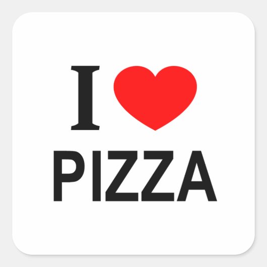 I ❤️ PIZZA I LIEBE PIZZA I HERZ PIZZZA QUADRATISCHER AUFKLEBER (Vorderseite)