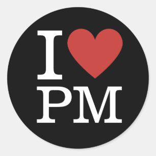 I ❤️ PM Projektmanagement-Mitarbeiter CUSTOM Runder Aufkleber