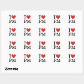 I ❤️ PM Projektmanagement-Mitarbeiter CUSTOM Runder Aufkleber (Blatt)