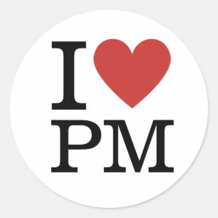 I ❤️ PM Projektmanagement-Mitarbeiter CUSTOM Runder Aufkleber