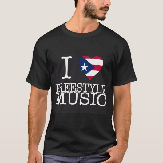 I Pr Heart Style Music Black T Shirt (Vorderseite)