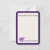"I Prayed for You Today" Rose Sharon Notecard Mitteilungskarte (Rückseite)