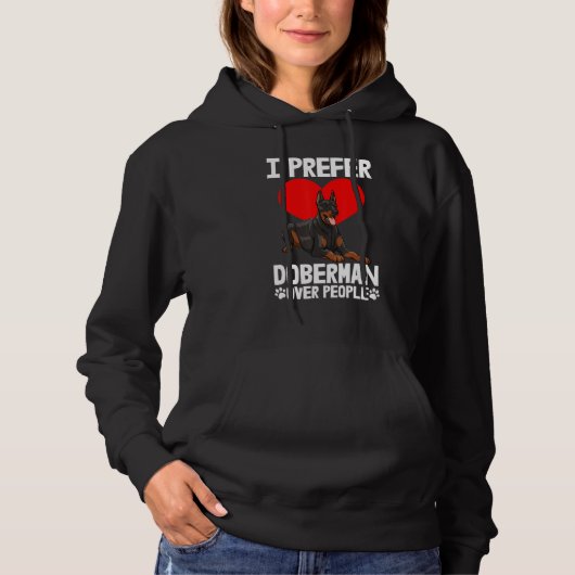 I Prefer Doberman Over People Men Love Doberman B Hoodie (Vorderseite)