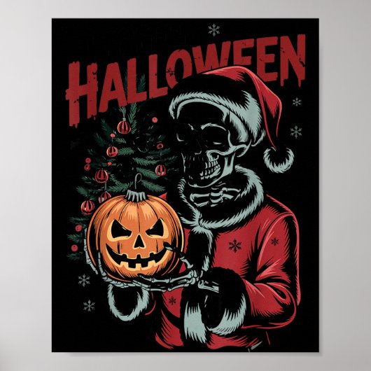 I Prefer Halloween Christmas Creepy Cute Skeleton  Poster (Vorne)