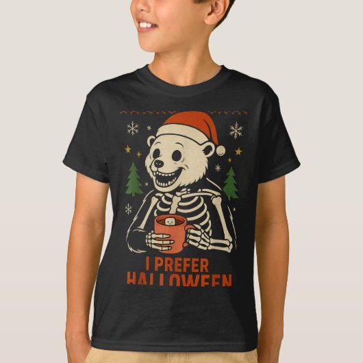 I Prefer Halloween Tree Bear Skeleton Christmas Wo T-Shirt (Vorderseite)