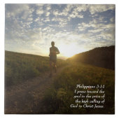 I press Toward the Goal Philippians 3:14 Scripture Fliese (Vorderseite)