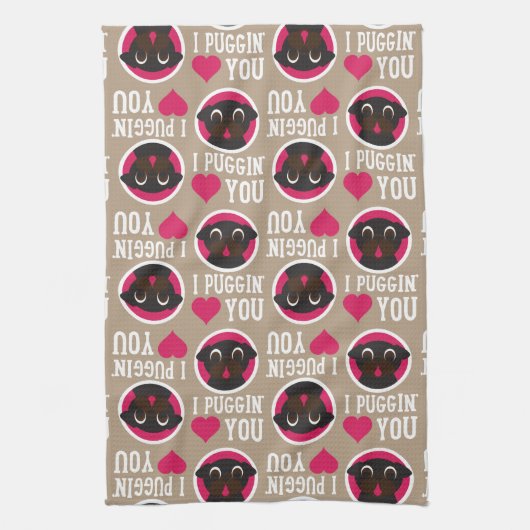 I Puggin Liebe schwärzen Sie Mops-Kreise und Handtuch (Vertikal)