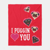 I Puggin Liebe Sie Valentine-Fleece-Decken-Rot Fleecedecke (Vorderseite)