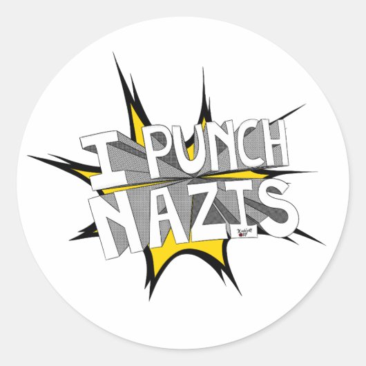 I PUNCH NAZIS RUNDER AUFKLEBER (Vorderseite)