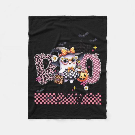 I Put The Boo In Boujee Cute Ghost Leopard Boujie Fleecedecke (Vorderseite)