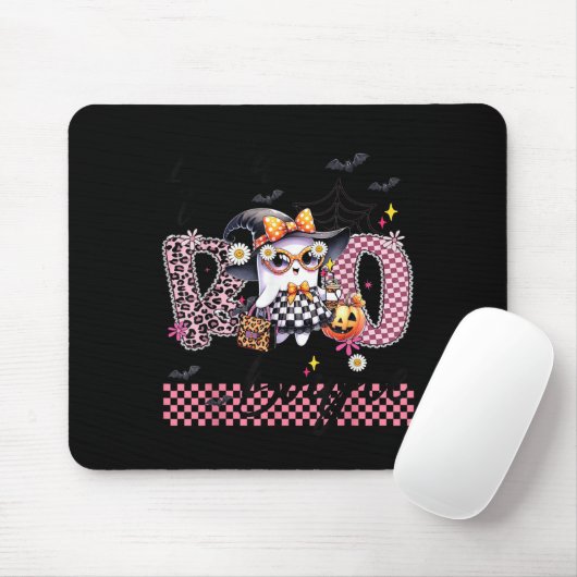 I Put The Boo In Boujee Cute Ghost Leopard Boujie Mousepad (Mit Mouse)