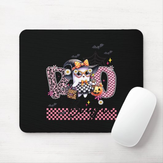 I Put The Boo In Boujee Cute Ghost Leopard Boujie Mousepad (Mit Mouse)