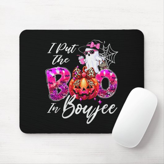 I Put The Boo In Boujee Cute Leopard Boujie Ghost Mousepad (Mit Mouse)