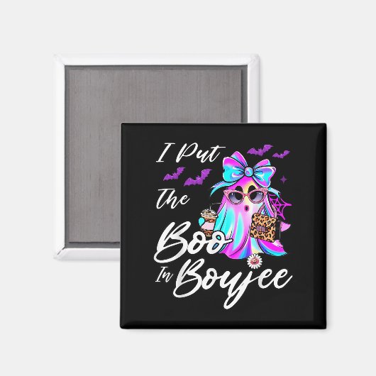 I Put The Boo In Boujee Funny Leopard Boujie Ghost Magnet (Vorderseite/Rückseite)