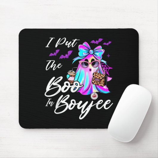 I Put The Boo In Boujee Funny Leopard Boujie Ghost Mousepad (Mit Mouse)