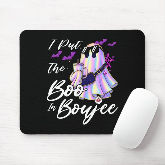 I Put The Boo In Boujee Funny Leopard Boujie Ghost Mousepad (Mit Mouse)