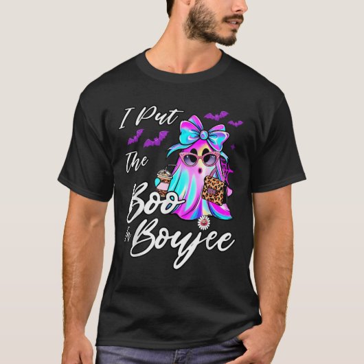 I Put The Boo In Boujee Funny Leopard Boujie Ghost T-Shirt (Vorderseite)