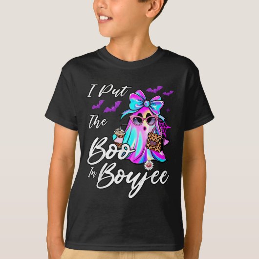 I Put The Boo In Boujee Funny Leopard Boujie Ghost T-Shirt (Vorderseite)