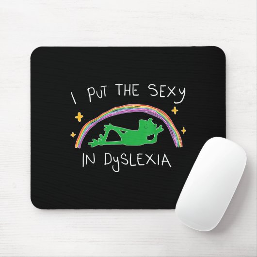 I Put The Y In Dyslexia Funny Cute Frog Mousepad (Mit Mouse)