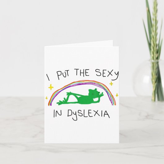 I Put The Y In Dyslexia Funny Cute Frog Saying Quo Karte (Vorderseite)