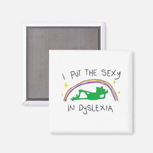 I Put The Y In Dyslexia Funny Cute Frog Saying Quo Magnet (Vorderseite/Rückseite)