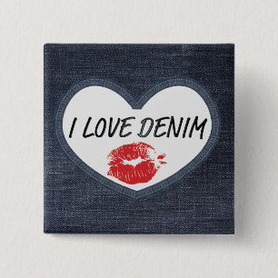 I quadratisches Abzeichen des Liebe-Denim-5,1 cm Button