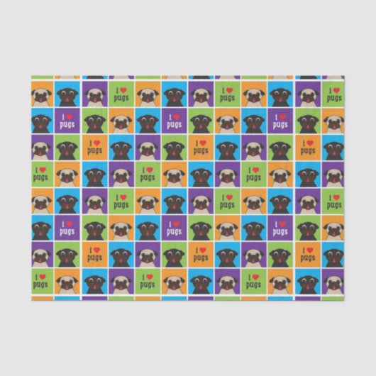 I quadriert Liebe-Mops-Farbe Gewebe-Verpackung Seidenpapier (Vorderseite)