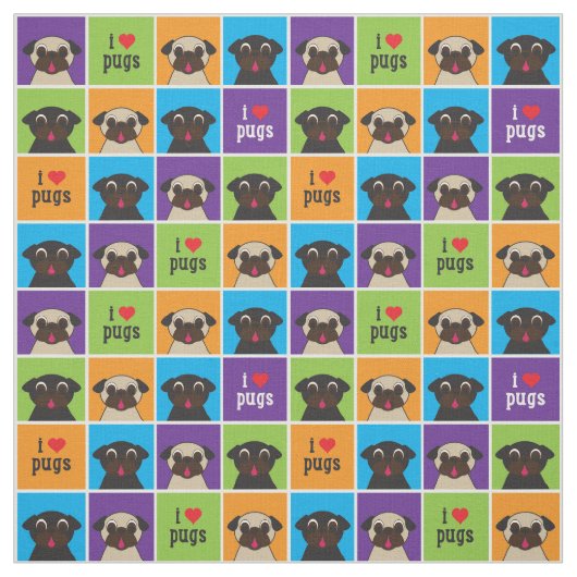 I quadriert Liebe-Mops-Farbe großes Muster Stoff (Muster)