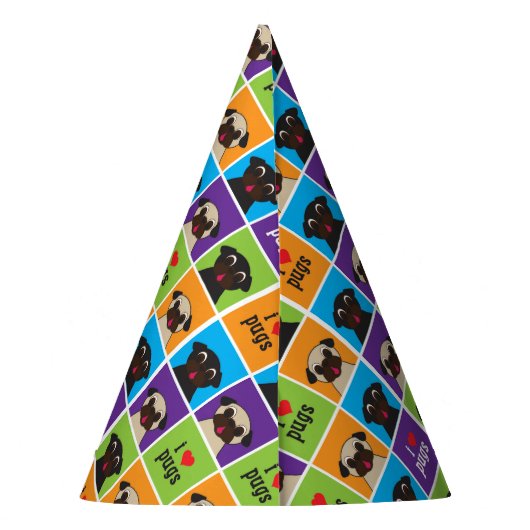 I quadriert Liebe-Mops-Farbe Muster Partyhütchen (Rückseite)