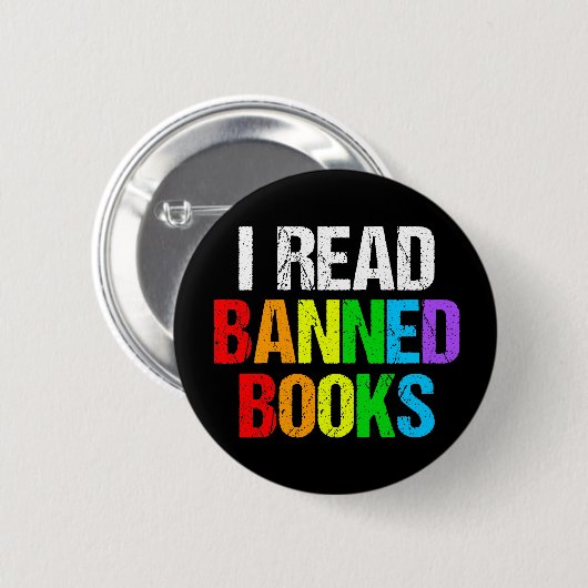 I Read Banned Books Rainbow Button (Vorne & Hinten)