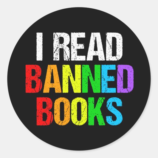 I Read Banned Books Rainbow Runder Aufkleber (Vorderseite)