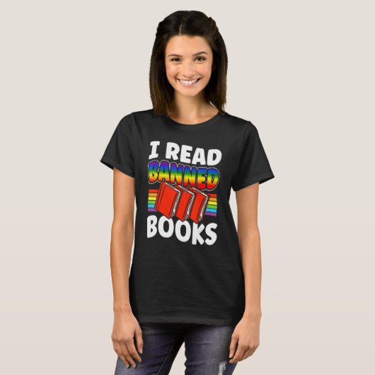 I Read Banned Books Reading Library 4 T-Shirt (Vorne ganz)