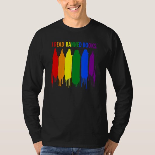 I Read Banned Books Week Rainbow LGBT Book Teache T-Shirt (Vorderseite)