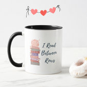 I Read Between Rows Crochet Knitting Book Lover Tasse