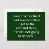 I read recipes like I read science fiction... Postkarte (Vorne/Hinten)